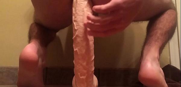  Young guy using three big dildos on his tight ass